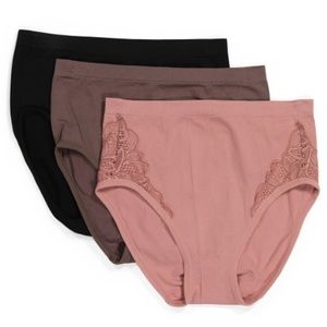 New Annabel Women's Lace Inset Briefs Panties 3 Pk